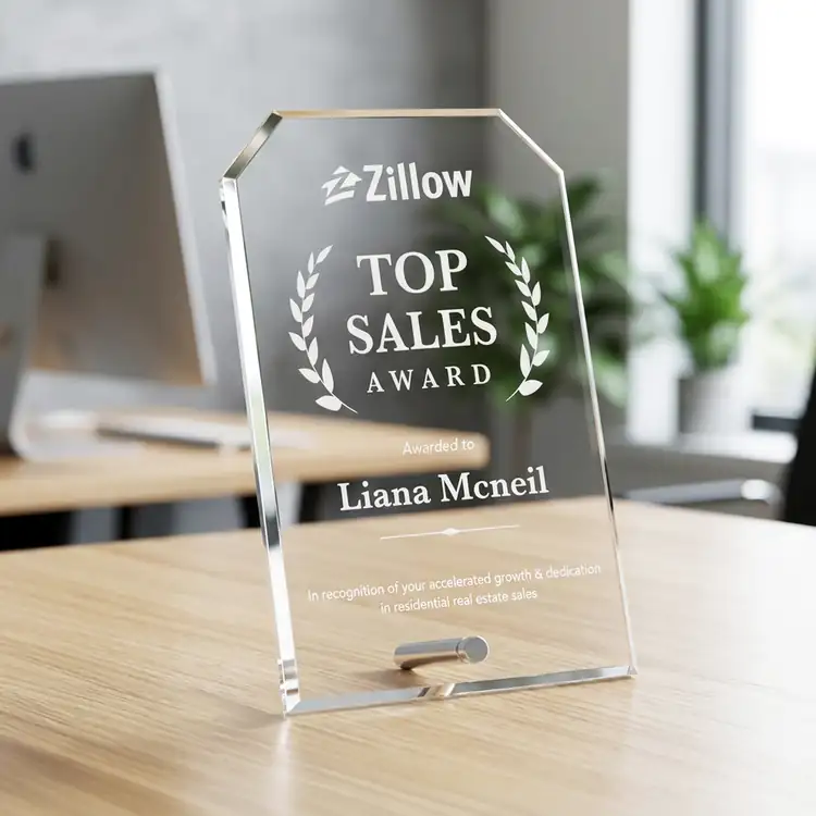 Polaris Acrylic Award - Clipped Rectangle - Laser Engraving #4