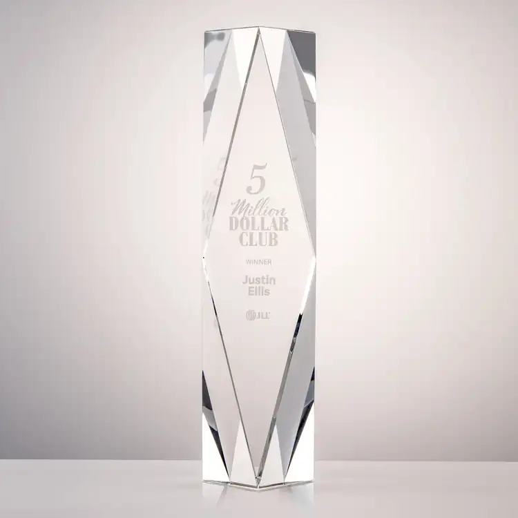 President Optical Crystal Award - Faceted Diamond - Deep Etch #2