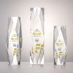 Trophée President en cristal optique - Losange facetté - Multicolore