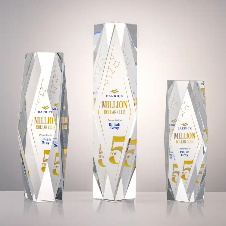President Optical Crystal Award - Faceted Diamond - Multicolor