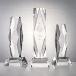 Trophée President en cristal optique - Losange facetté sur socle Sheffield - Gravure