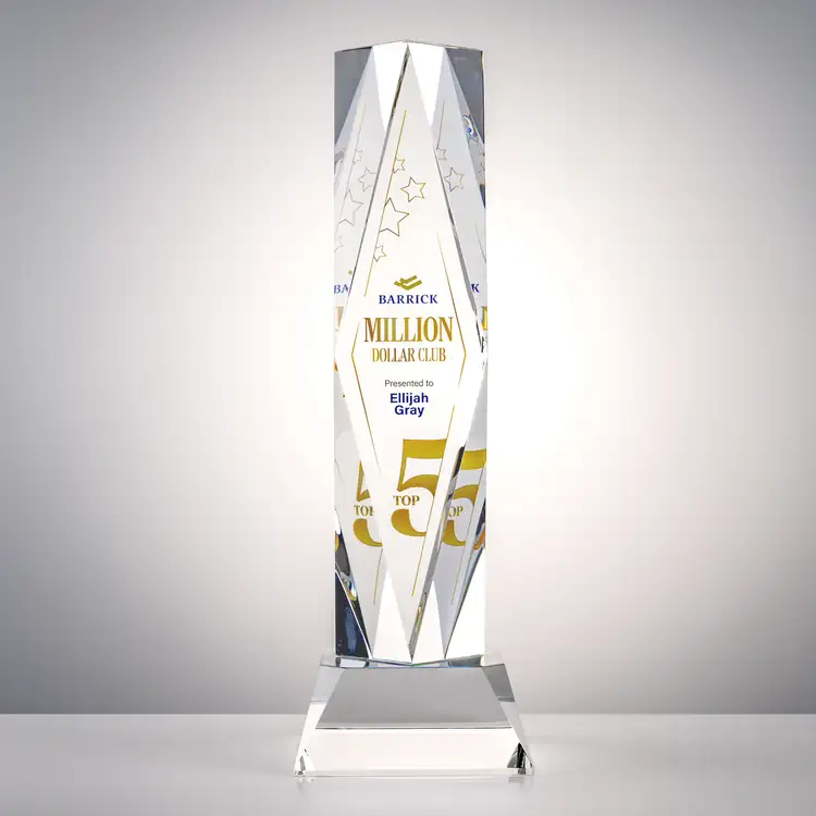 President Optical Crystal Award - Faceted Diamond on Sheffield Base - Multicolor #2