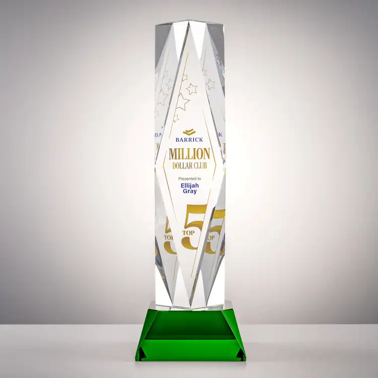 President Optical Crystal Award - Faceted Diamond on Sheffield Base - Multicolor #3