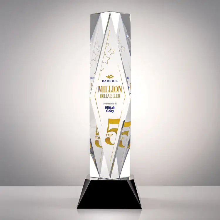 President Optical Crystal Award - Faceted Diamond on Sheffield Base - Multicolor #4