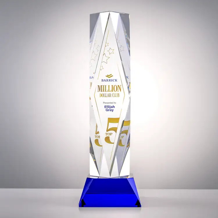President Optical Crystal Award - Faceted Diamond on Sheffield Base - Multicolor #5