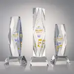 Trophée President en cristal optique - Losange facetté sur socle Sheffield - Multicolore