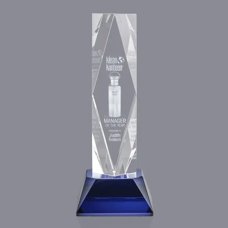 President Optical Crystal Award on Sheffield Base - Coloured - 3D Engraving #3