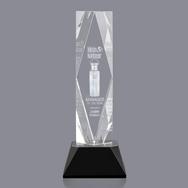 President Optical Crystal Award on Sheffield Base - Coloured - 3D Engraving #4
