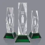 Trophée President en cristal optique sur socle Sheffield coloré - Gravure 3D