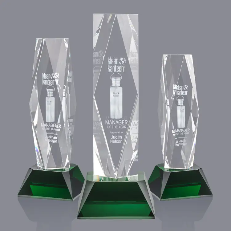 President Optical Crystal Award on Sheffield Base - Coloured - 3D Engraving