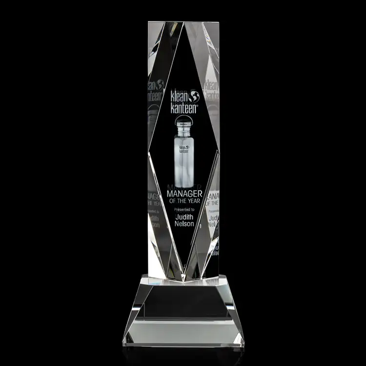 President Optical Crystal Award on Sheffield Base - Clear - 3D Engraving #2