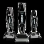 Trophée President en cristal optique sur socle Sheffield transparent - Gravure 3D