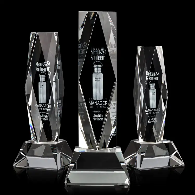 President Optical Crystal Award on Sheffield Base - Clear - 3D Engraving
