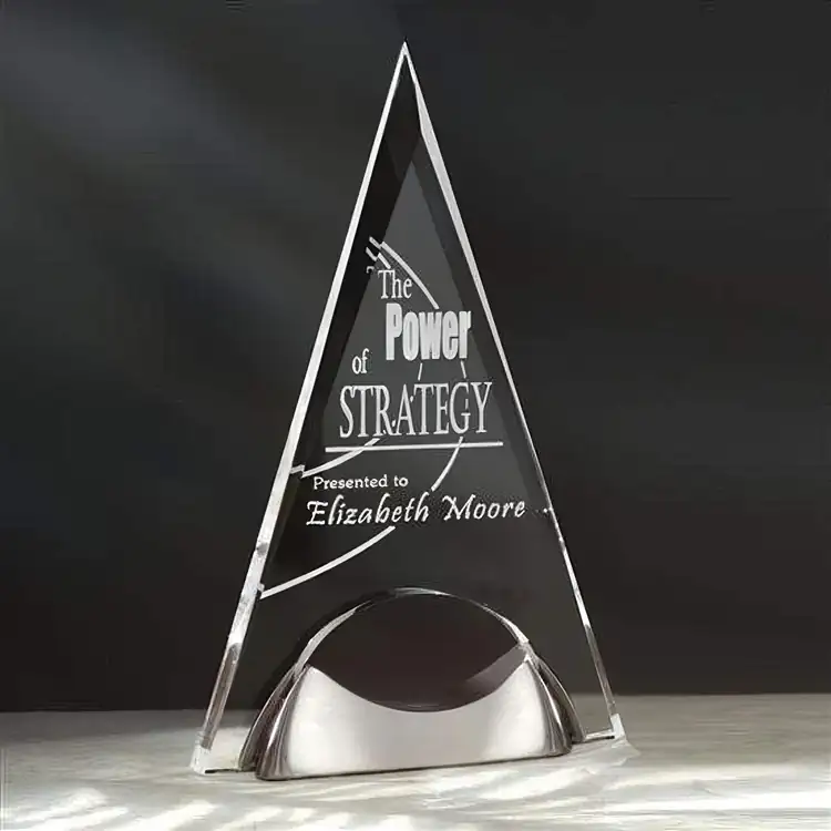 R.S. Owens Pyramid Acrylic Award with Satin Pewter-Finish Base #3
