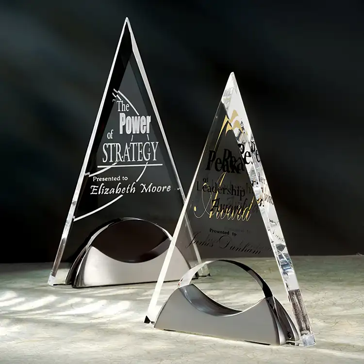 R.S. Owens Pyramid Acrylic Award with Satin Pewter-Finish Base
