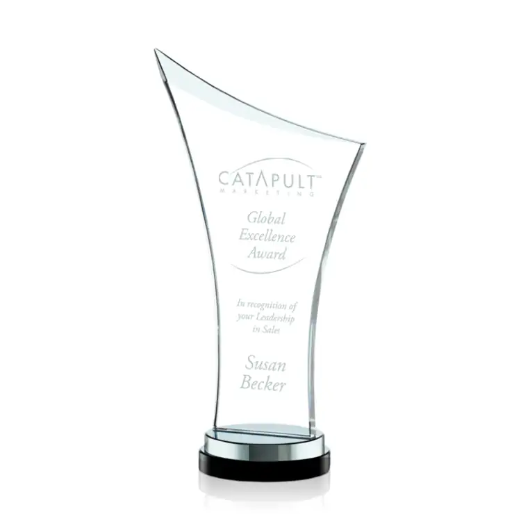 Trophée Quarton en verre jade sur socle noir #2