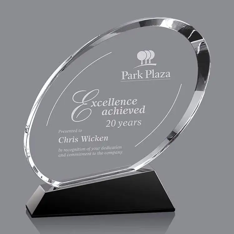 Quigley Optical Crystal Award on Slanted Black Base #2