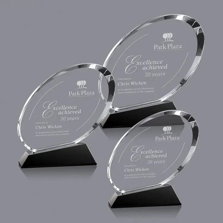 Quigley Optical Crystal Award on Slanted Black Base