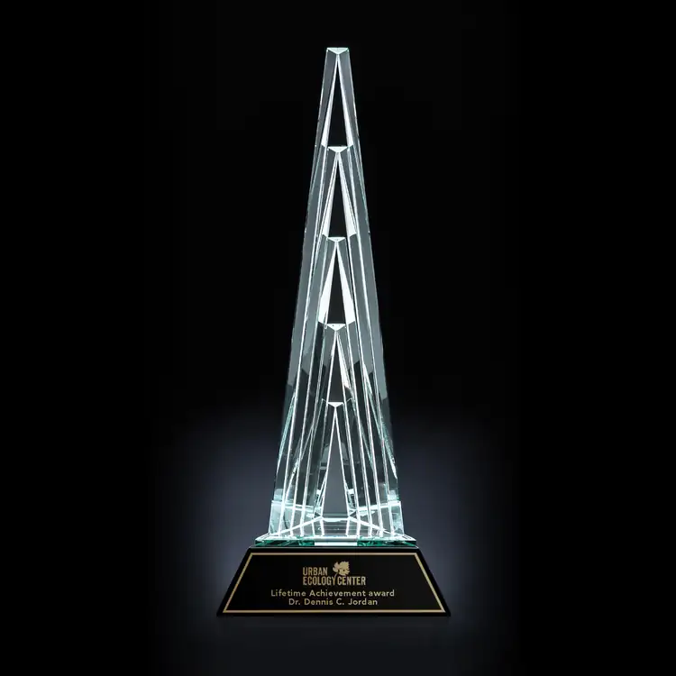 R.S. Owens Quinery Tower Five-Piece Optical Crystal Award