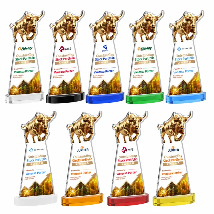 Trophée Raging Bull sur socle Alberton - Multicolore