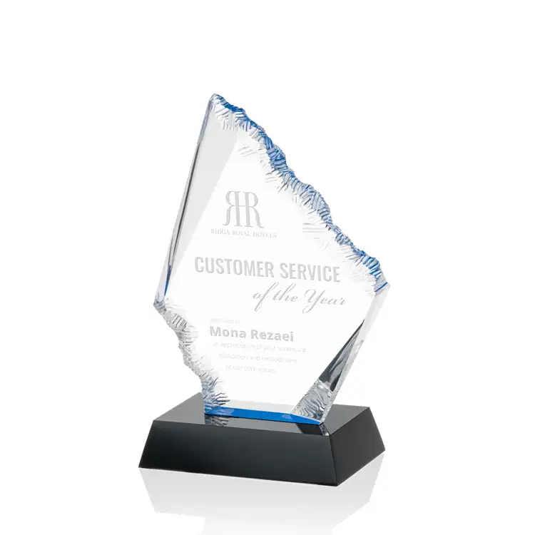 Reddington Acrylic Award with Blue Accents - Laser Engraved #2