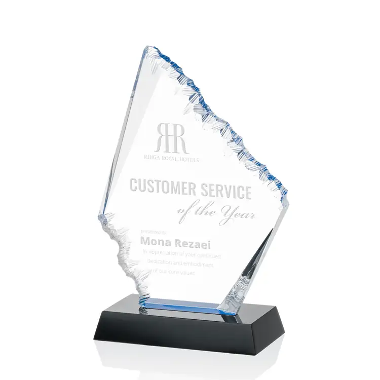 Reddington Acrylic Award with Blue Accents - Laser Engraved #4
