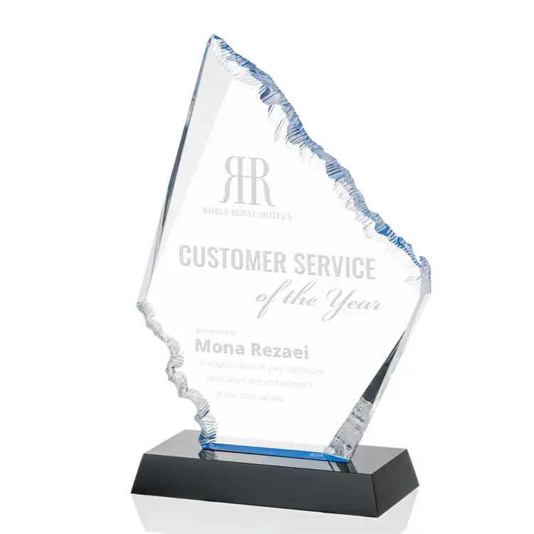 Reddington Acrylic Award with Blue Accents - Laser Engraved #5