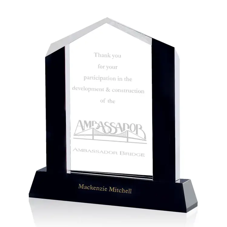 Remington Black and Clear Optical Crystal Award