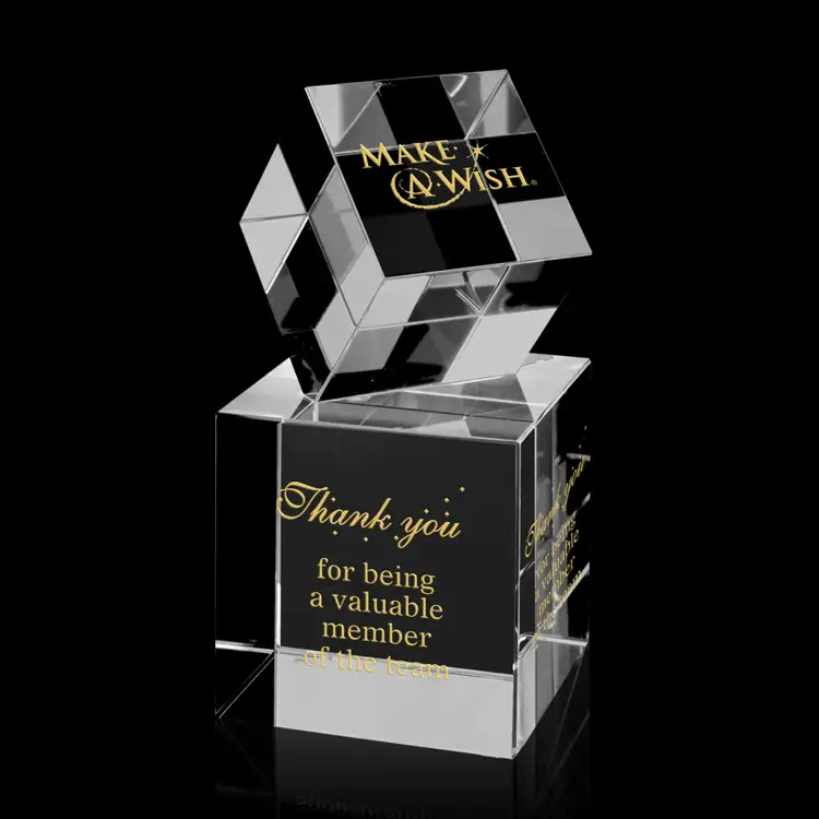 Resolution Two-Cube Crystal Award - Deep Etch