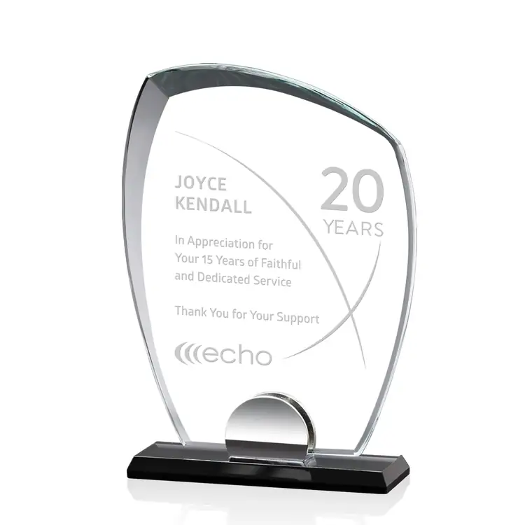 Rhodes Crystal Award on Black Base - Deep Etch #2