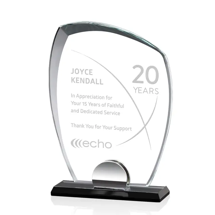 Rhodes Crystal Award on Black Base - Deep Etch #3