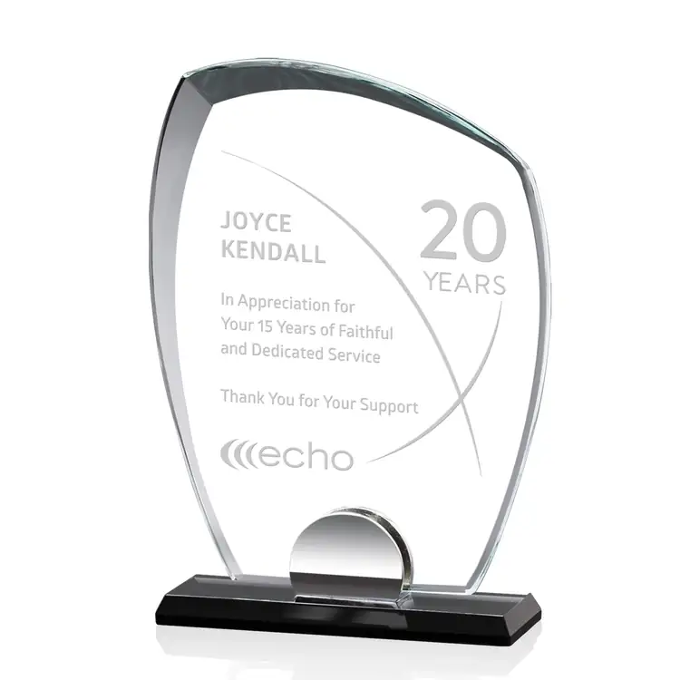 Rhodes Crystal Award on Black Base - Deep Etch #4