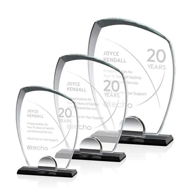 Rhodes Crystal Award on Black Base - Deep Etch