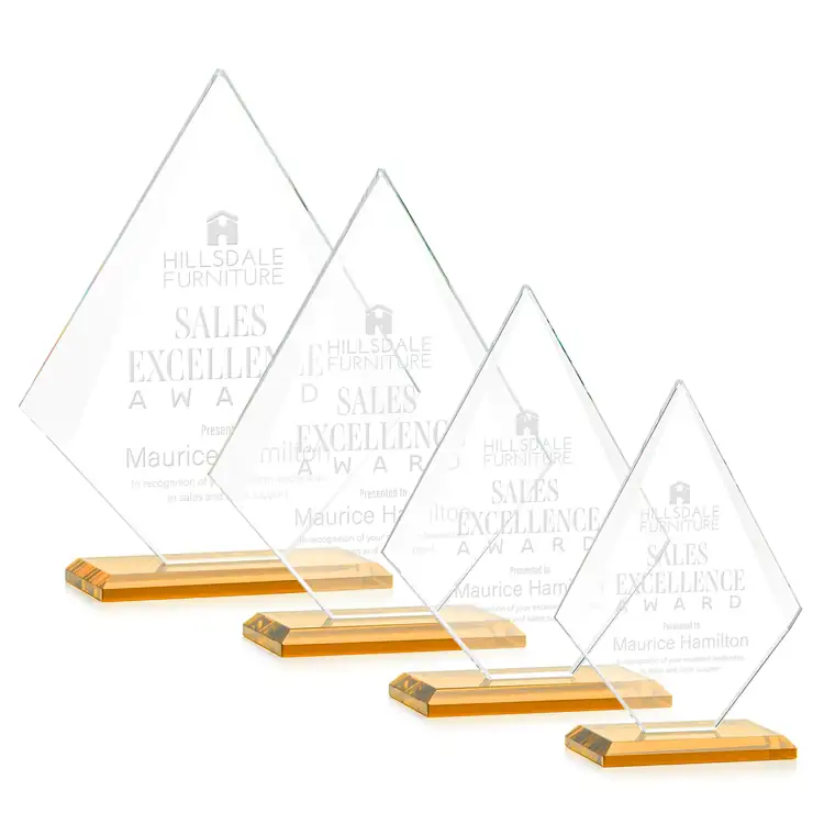 Trophée Rideau en cristal Starfire - Gravure