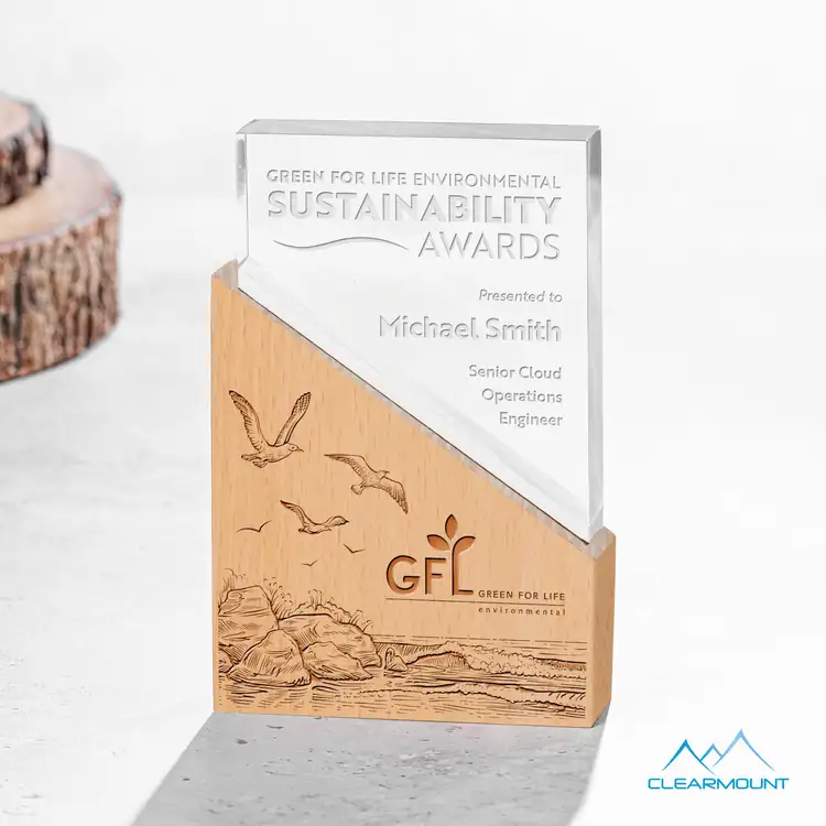 Rocheaux Wood and Acrylic Award - Laser Engraved #2