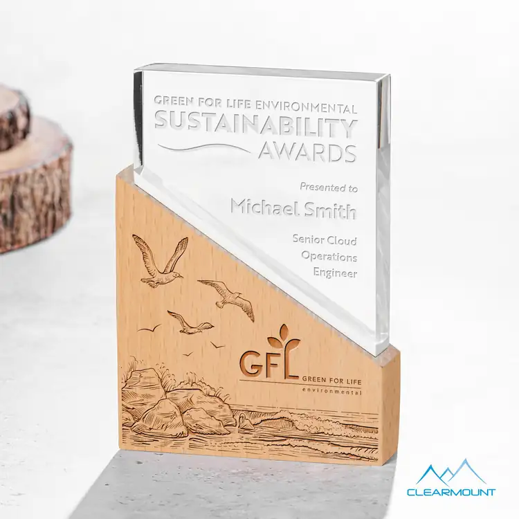 Rocheaux Wood and Acrylic Award - Laser Engraved #3
