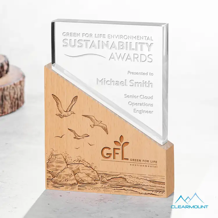 Rocheaux Wood and Acrylic Award - Laser Engraved #4
