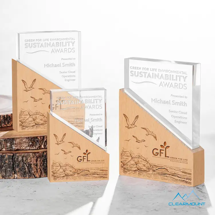 Rocheaux Wood and Acrylic Award - Laser Engraved