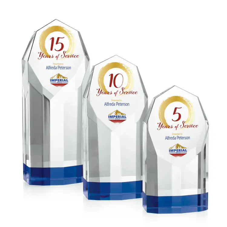 Rosseau Blue and Clear Optical Crystal Award - Multicolor