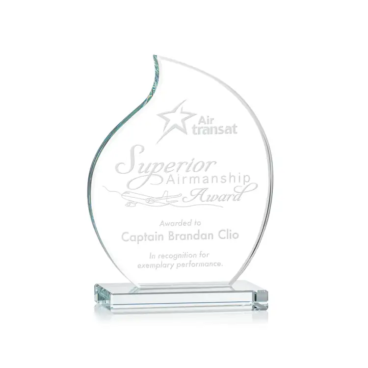 Trophée Rothbury en cristal Starfire - Flamme - Gravure #2