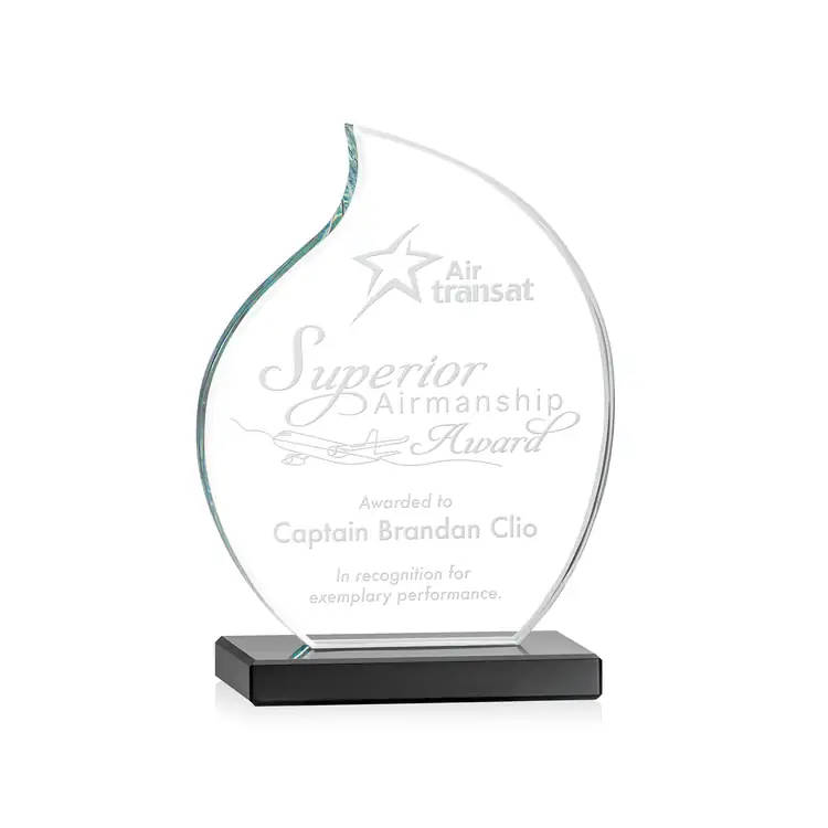 Trophée Rothbury en cristal Starfire - Flamme - Gravure #3