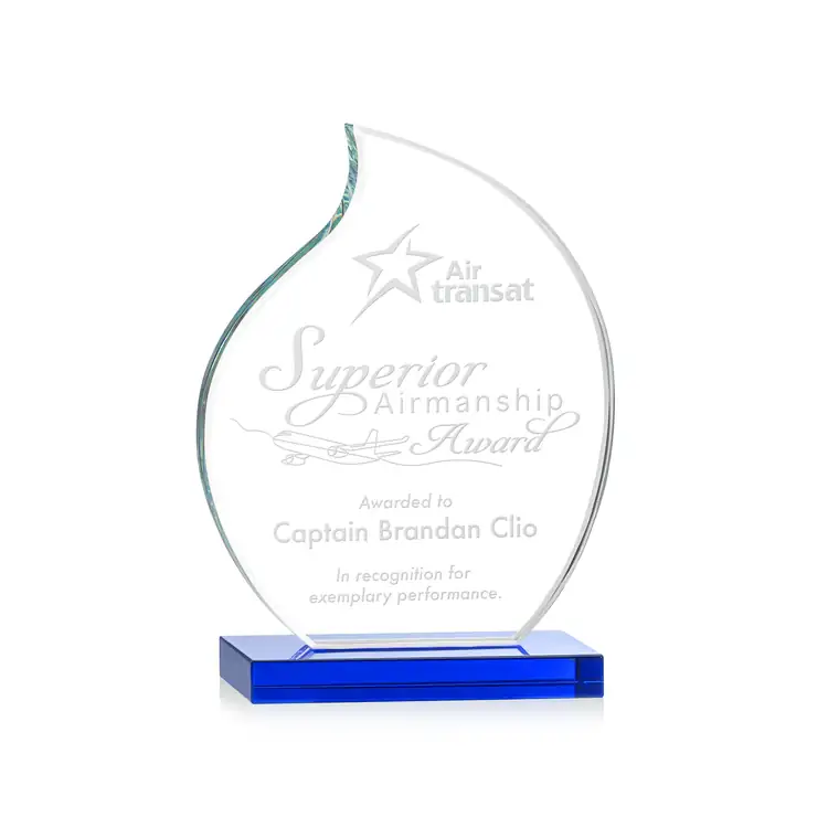 Trophée Rothbury en cristal Starfire - Flamme - Gravure #4