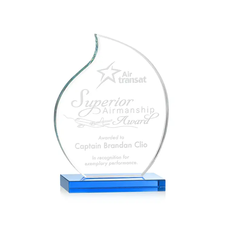 Trophée Rothbury en cristal Starfire - Flamme - Gravure #6