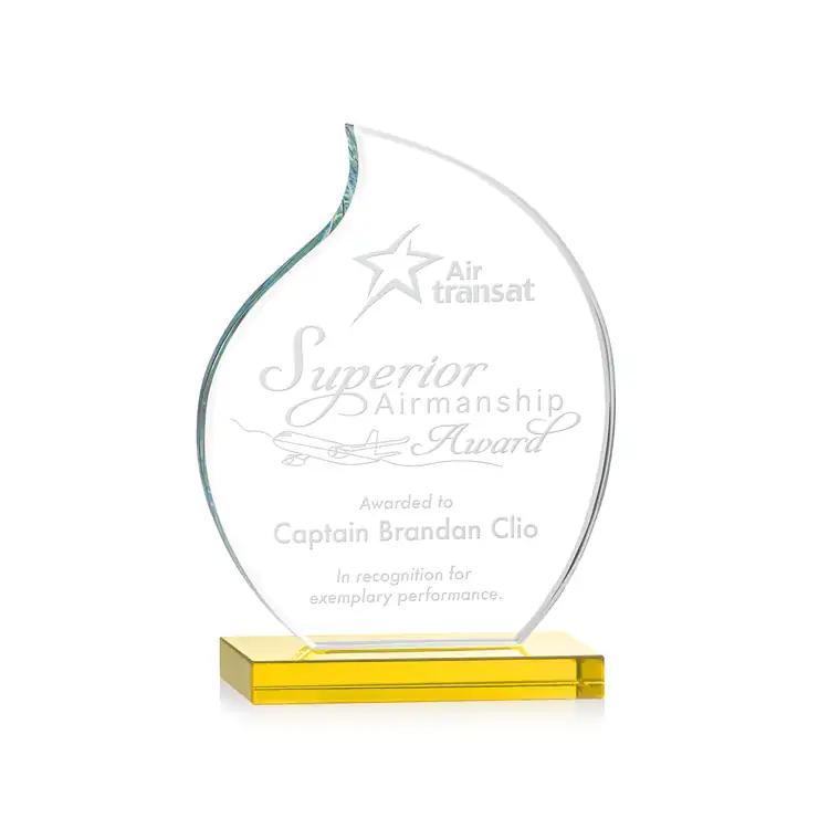Trophée Rothbury en cristal Starfire - Flamme - Gravure #8