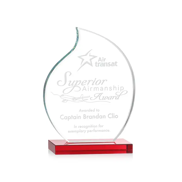 Trophée Rothbury en cristal Starfire - Flamme - Gravure #9