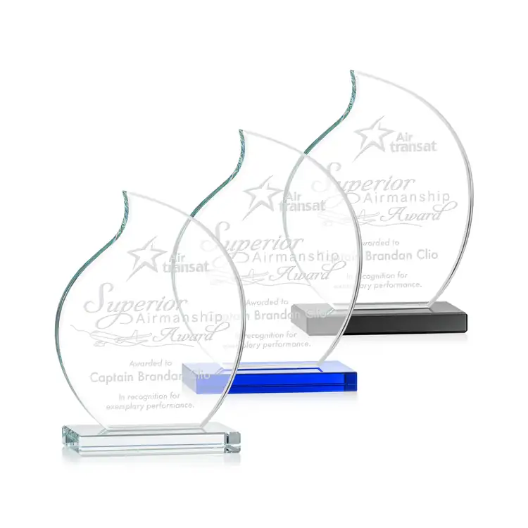 Trophée Rothbury en cristal Starfire - Flamme - Gravure