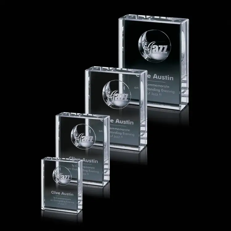 Trophée Rowland rectangulaire en cristal optique