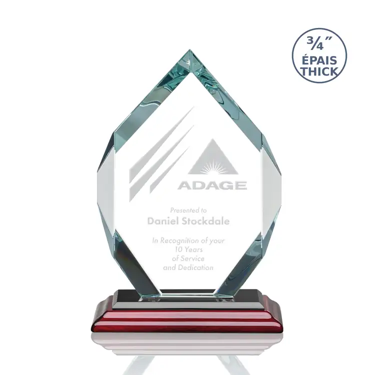Royal Diamond Starfire Crystal Award on Rosewood-Finish Albion Base - Deep Etch #2