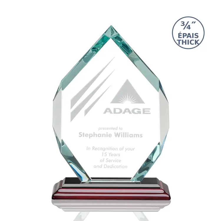 Royal Diamond Starfire Crystal Award on Rosewood-Finish Albion Base - Deep Etch #3