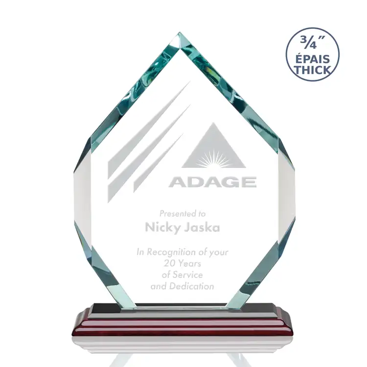Royal Diamond Starfire Crystal Award on Rosewood-Finish Albion Base - Deep Etch #4